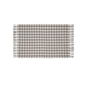 My Texas House Gingham Accent Rug 24x38 Tan White Checkered Tassel Fringe NEW